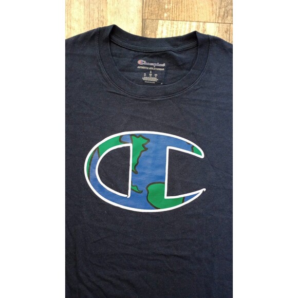 NWT Men's Champion Classic T-Shirt Navy Blue Earth C Logo, Small - Picture 3 of 7